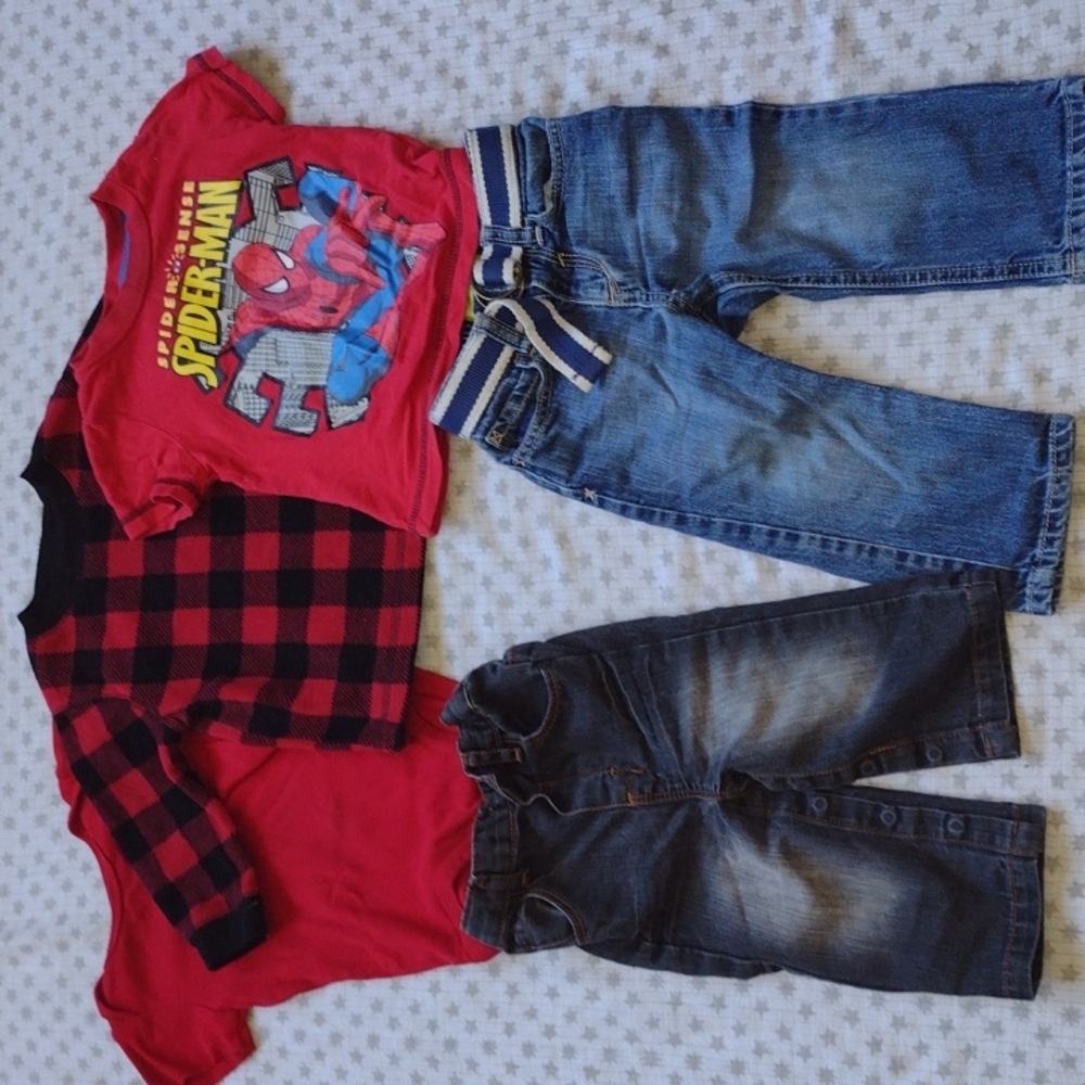 Red and Blue Bundle - FIVE Items, with Jeans and Spiderman 🕷️